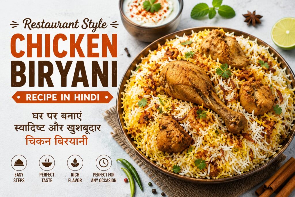 Chicken biryani recipe in hindi- Ghar par restaurant style biryani kaise banaye?