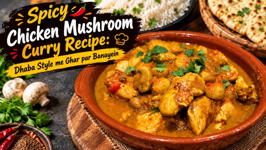 Spicy Chicken Mushroom Curry Recipe: Dhaba Style Me Ghar Par Banayein
